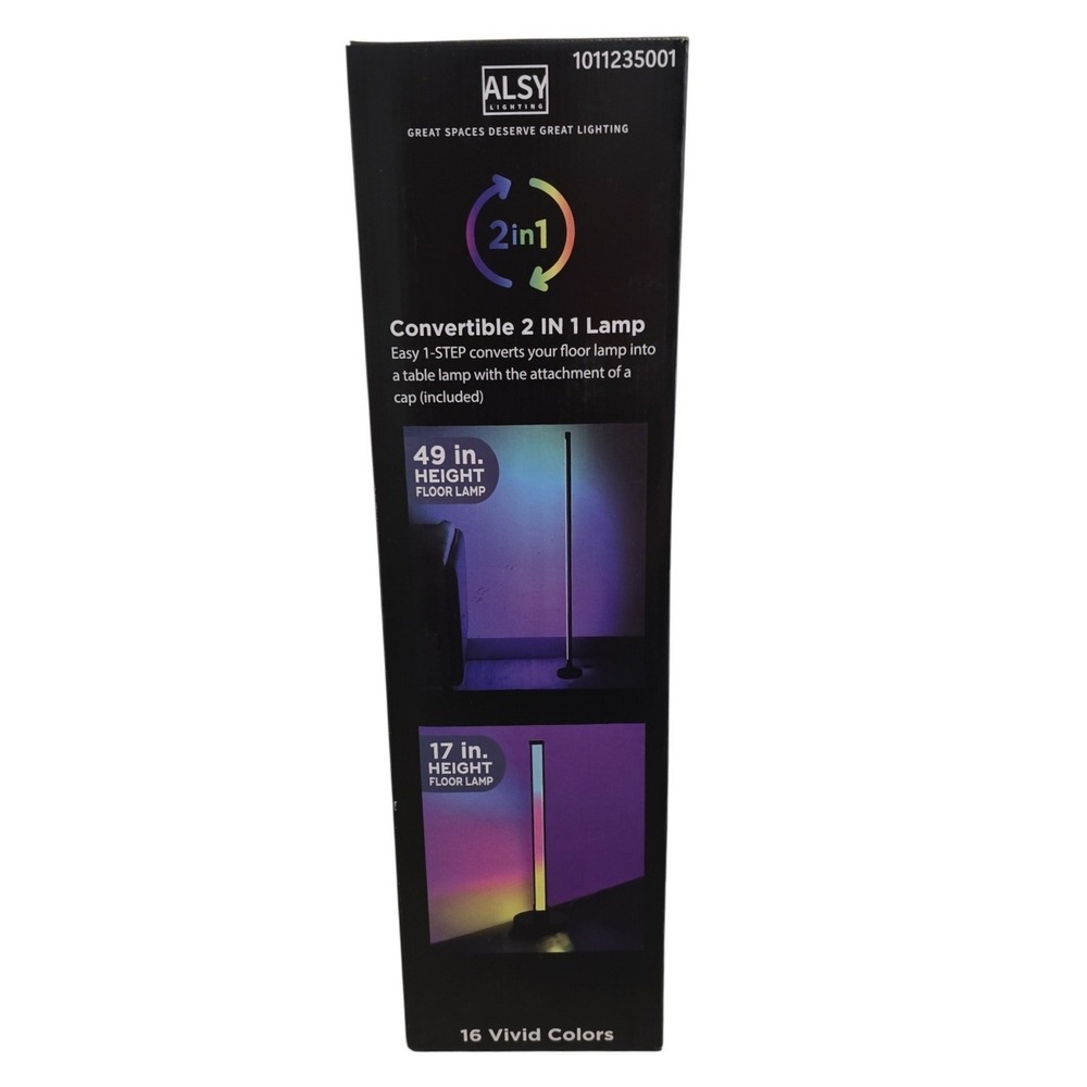 Alsy Lighting 2-in-1 Multi-Color LED Floor & Desk Lamp RGB Music Sync New in Box - Picture 3 of 8